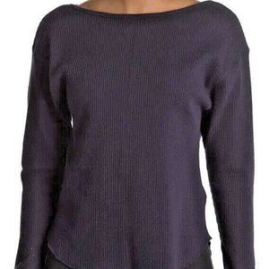 Sage Collective Venture Waffle Long Sleeve Pullover Black Women's Size ~ Medium